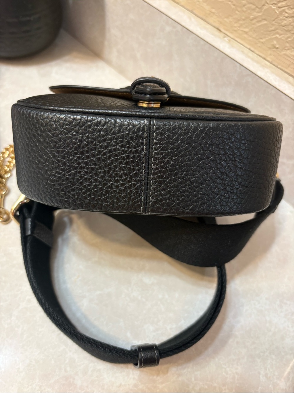Coach Black Pebbled Leather Crossbody Bag with Coin Pouch - Picture 3 of 9